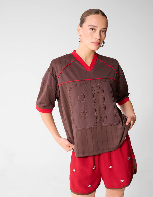 Baseball Strass T-shirt Bruin SHOEBY WOMEN