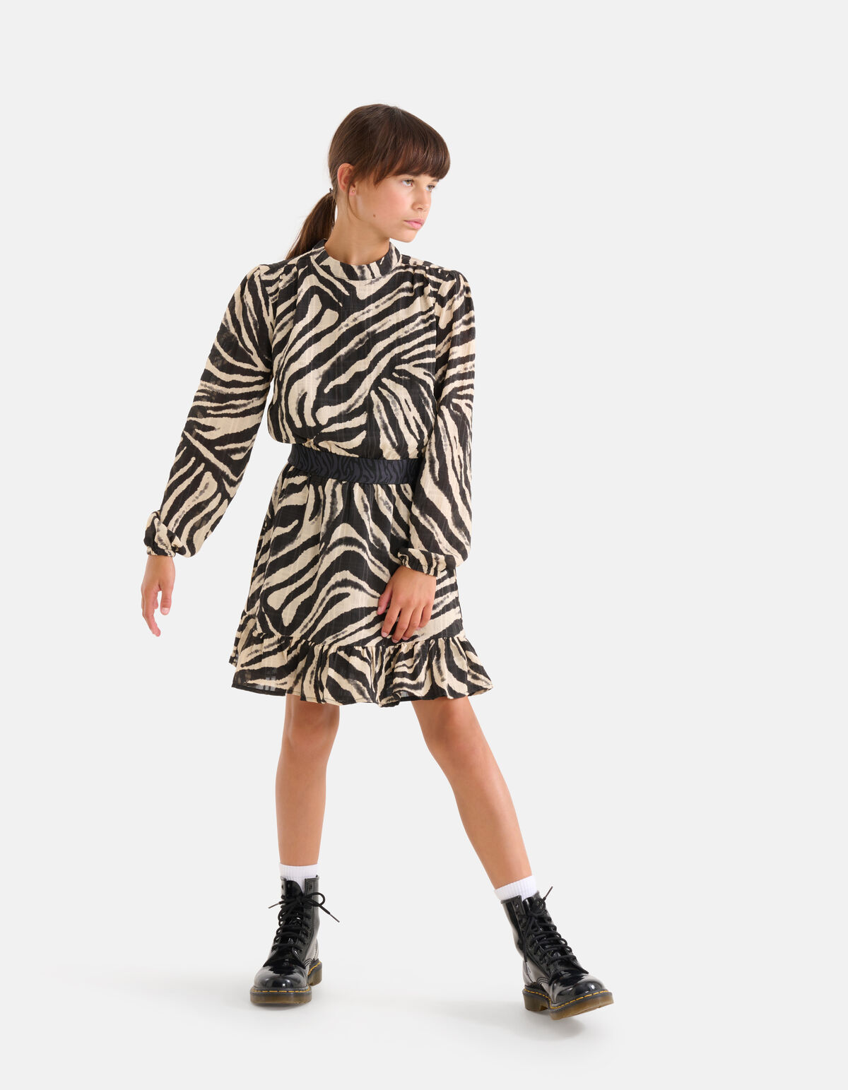 Zebraprint Jurk Zwart/Beige SHOEBY GIRLS