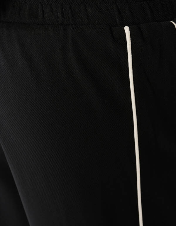Piping Wide Leg Fit Broek Zwart SHOEBY GIRLS