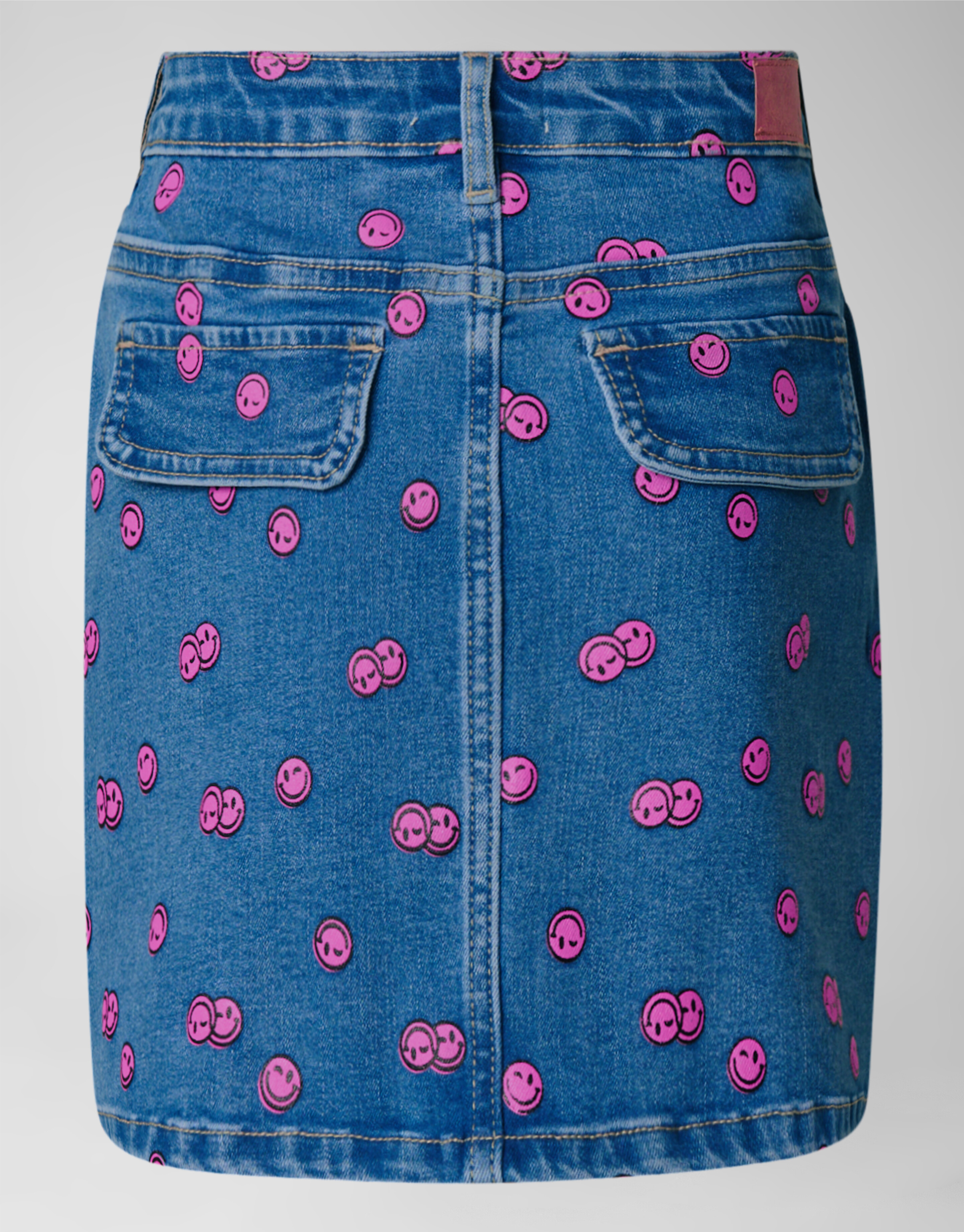 Printed Denim Mini Rok Blauw SHOEBY GIRLS