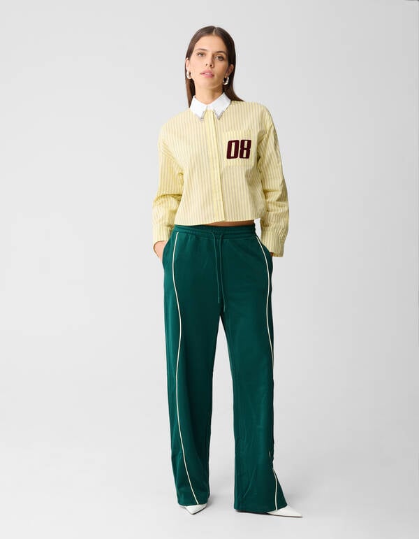 Wave Wide Leg Broek Donkergroen SHOEBY WOMEN