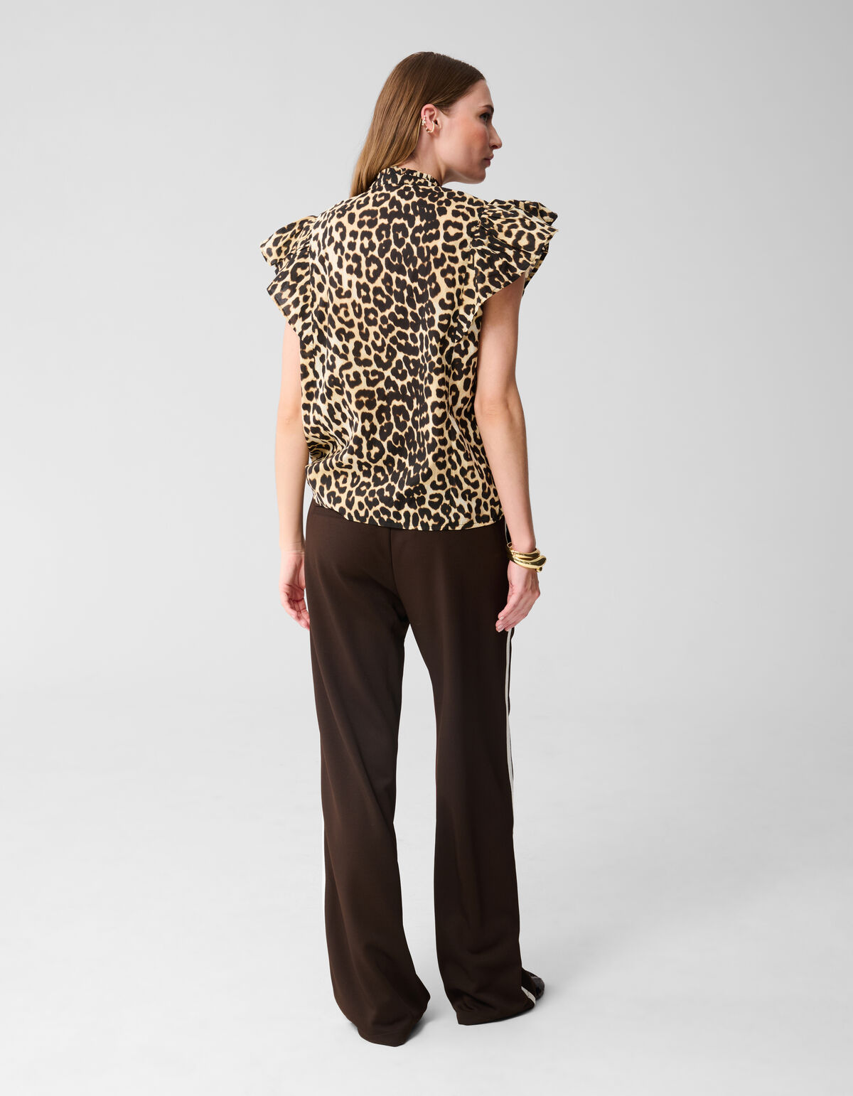 Leopard Ruffle Top Bruin SHOEBY WOMEN