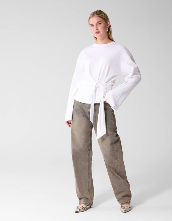 Knotted Longsleeve T-shirt Wit SHOEBY WOMEN