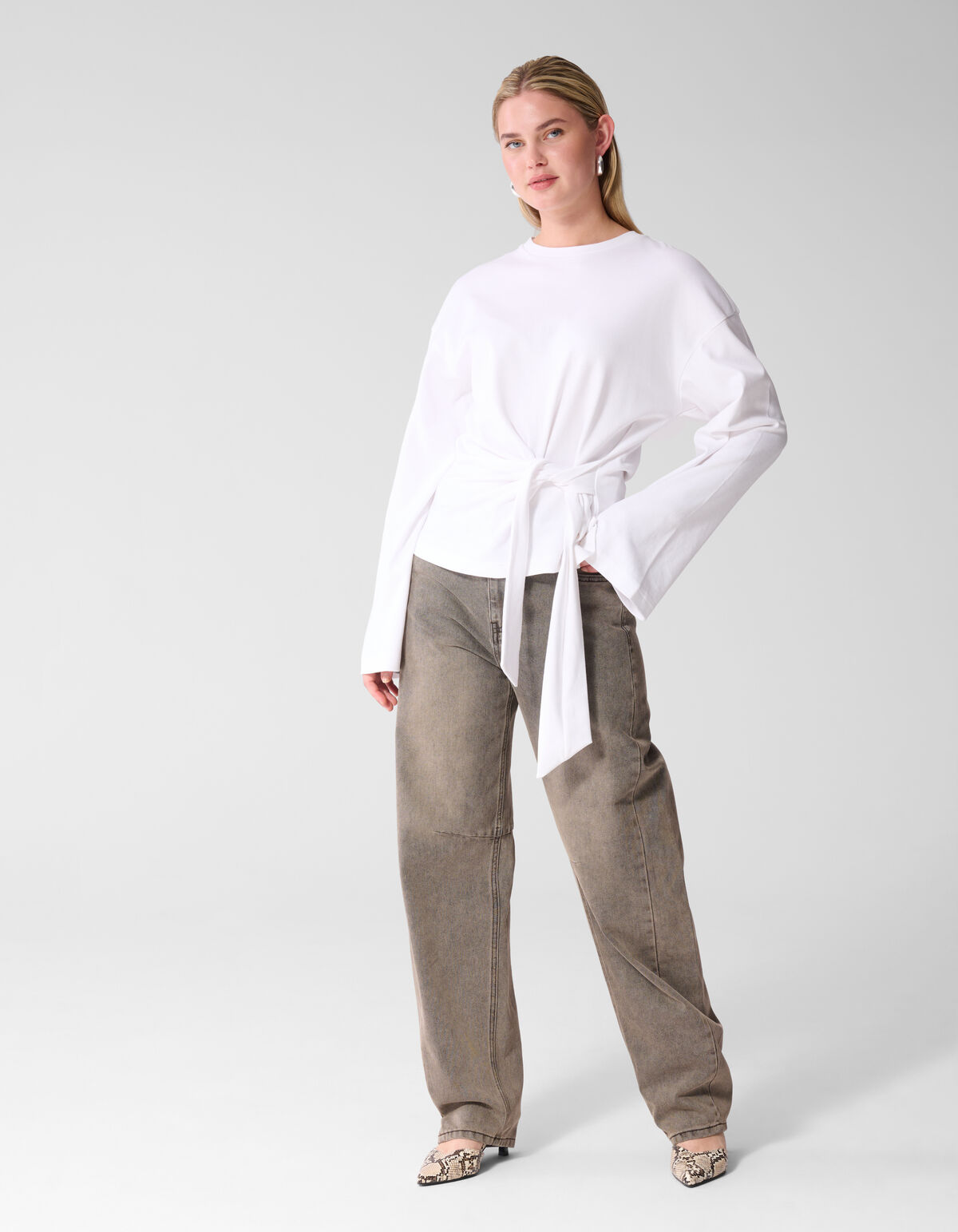 Knotted Longsleeve T-shirt Wit SHOEBY WOMEN