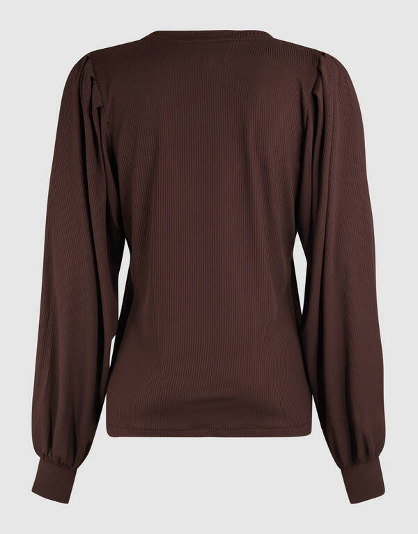 Rib Jersey Top Donkerbruin SHOEBY WOMEN
