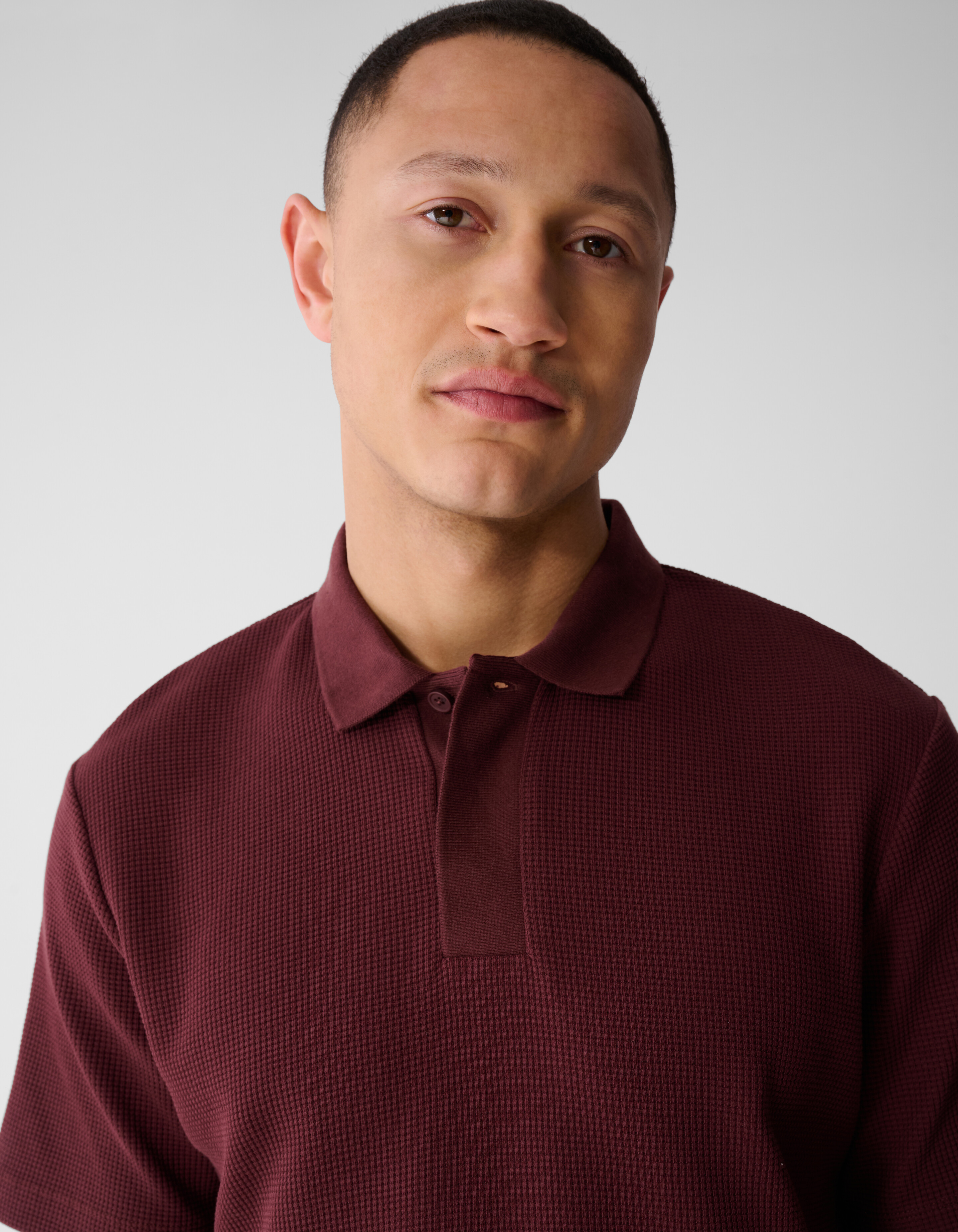 Waffle Polo Donkerrood SHOEBY MEN