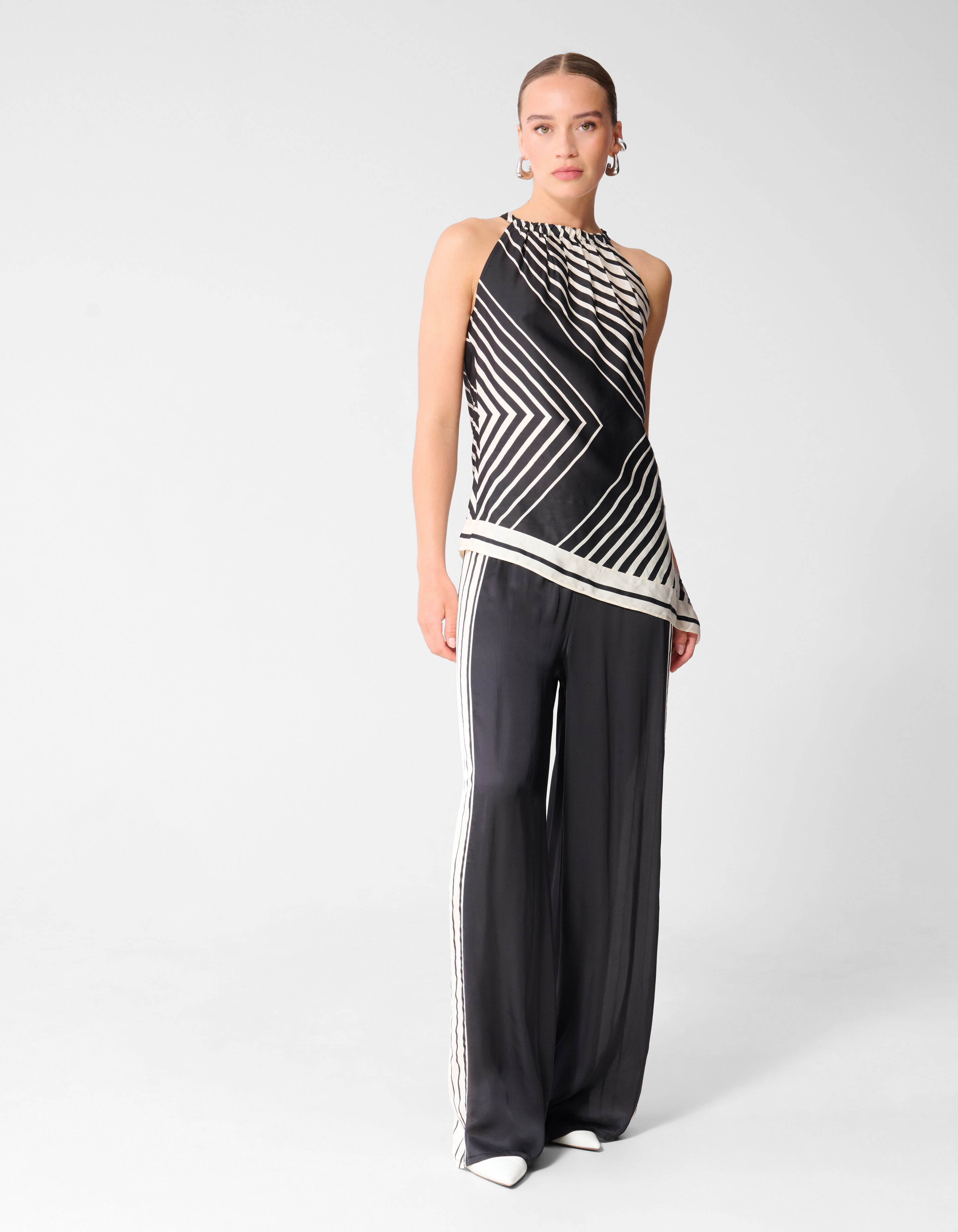 Graphic Wide Leg Broek Zwart/Wit SHOEBY WOMEN