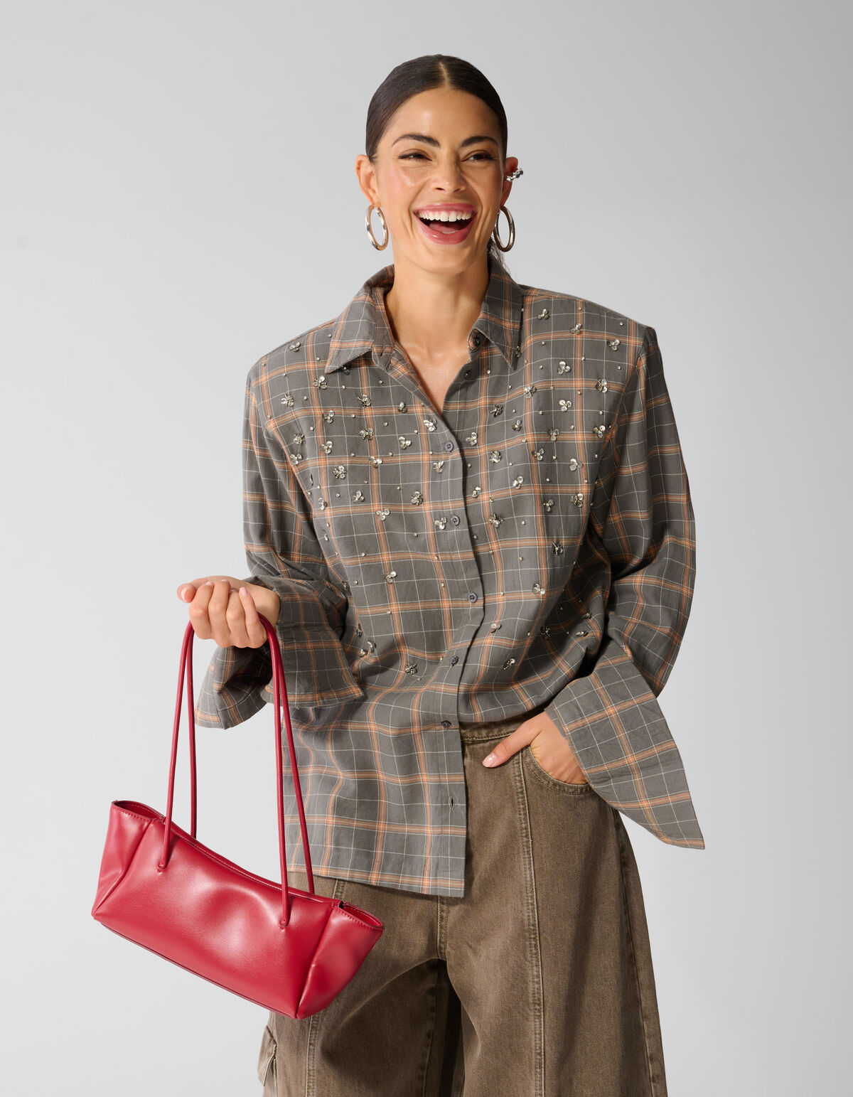 Geruite Blouse Bruin SHOEBY WOMEN