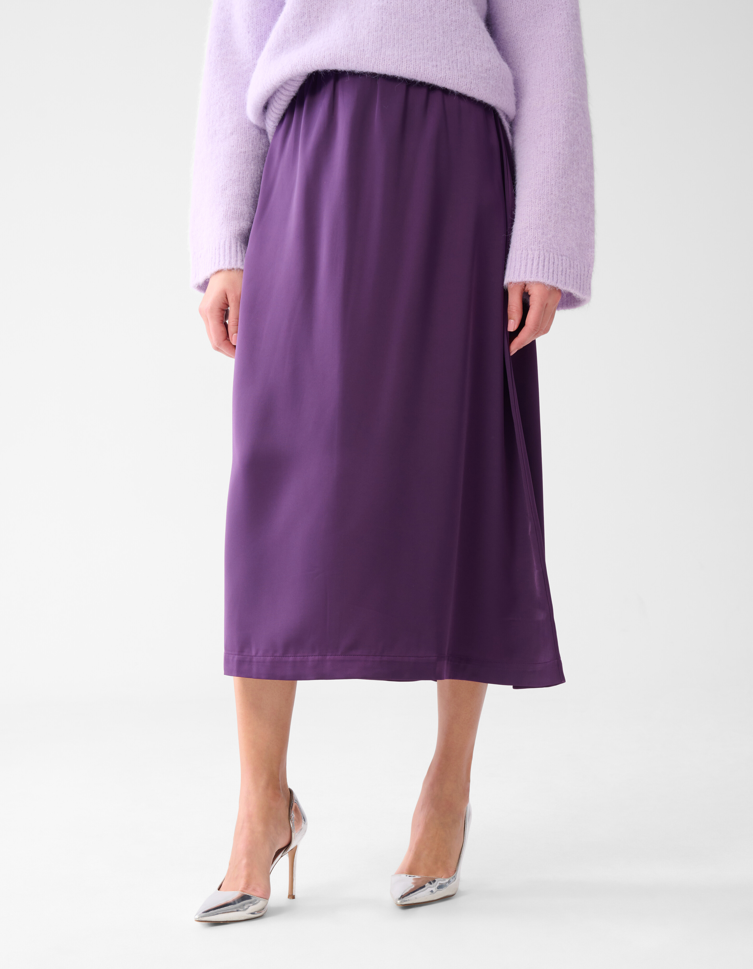 Satijnen Maxi Rok Donkerpaars SHOEBY WOMEN