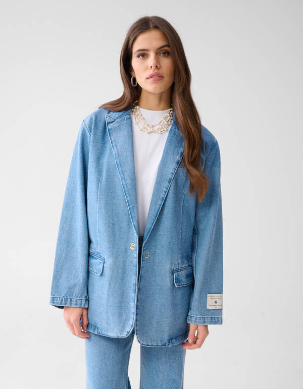 Oversized Denim Blazer Mediumstone SHOEBY WOMEN