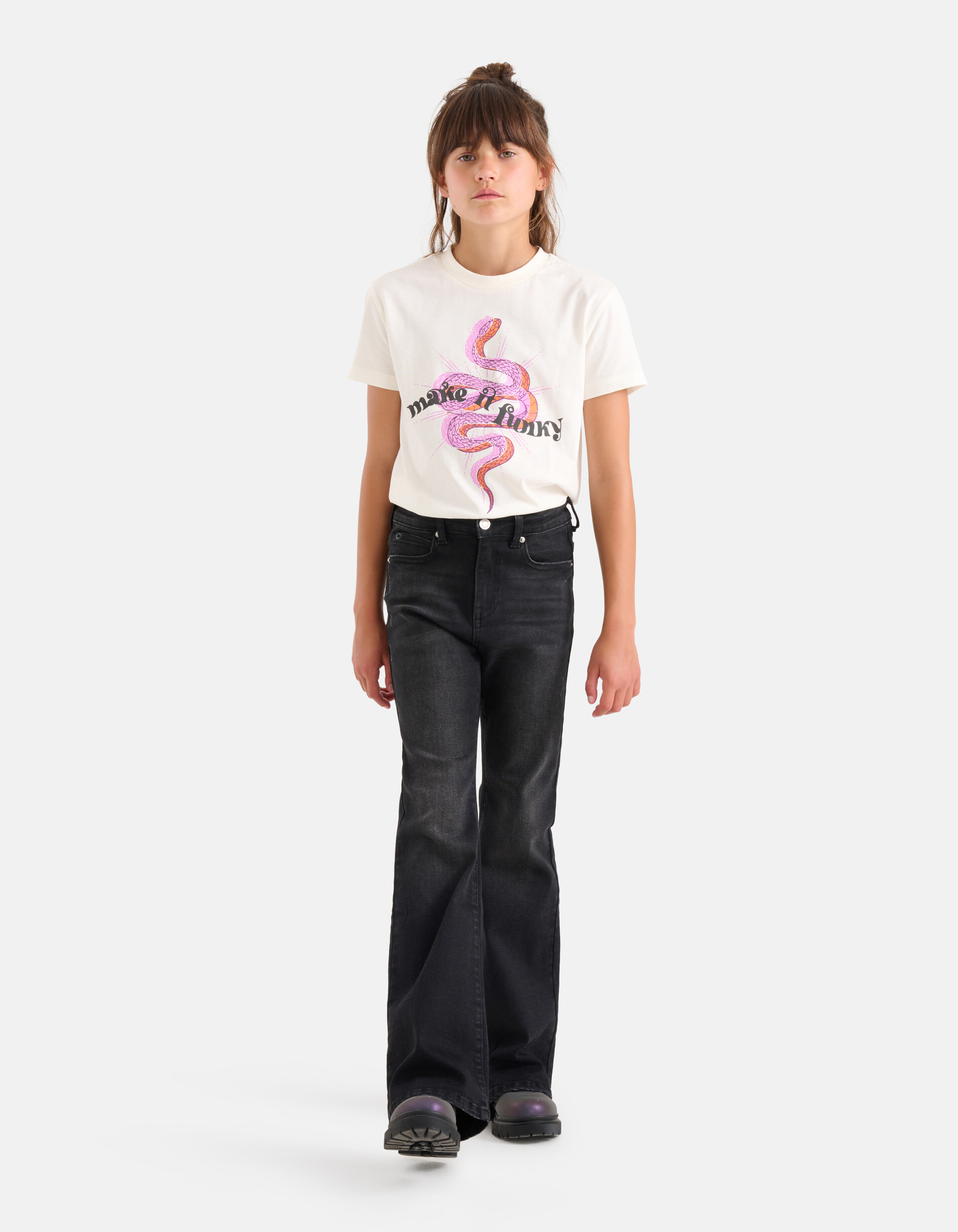Funky Artwork T-shirt Gebroken Wit SHOEBY GIRLS