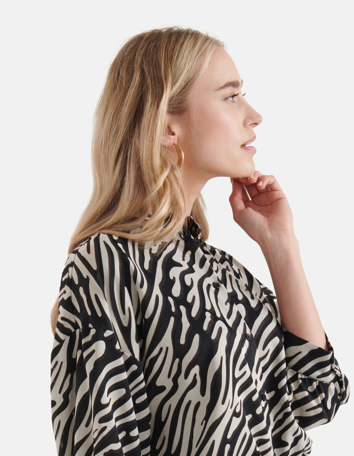 Zebra Burn Out Blouse Zwart/Wit SHOEBY WOMEN