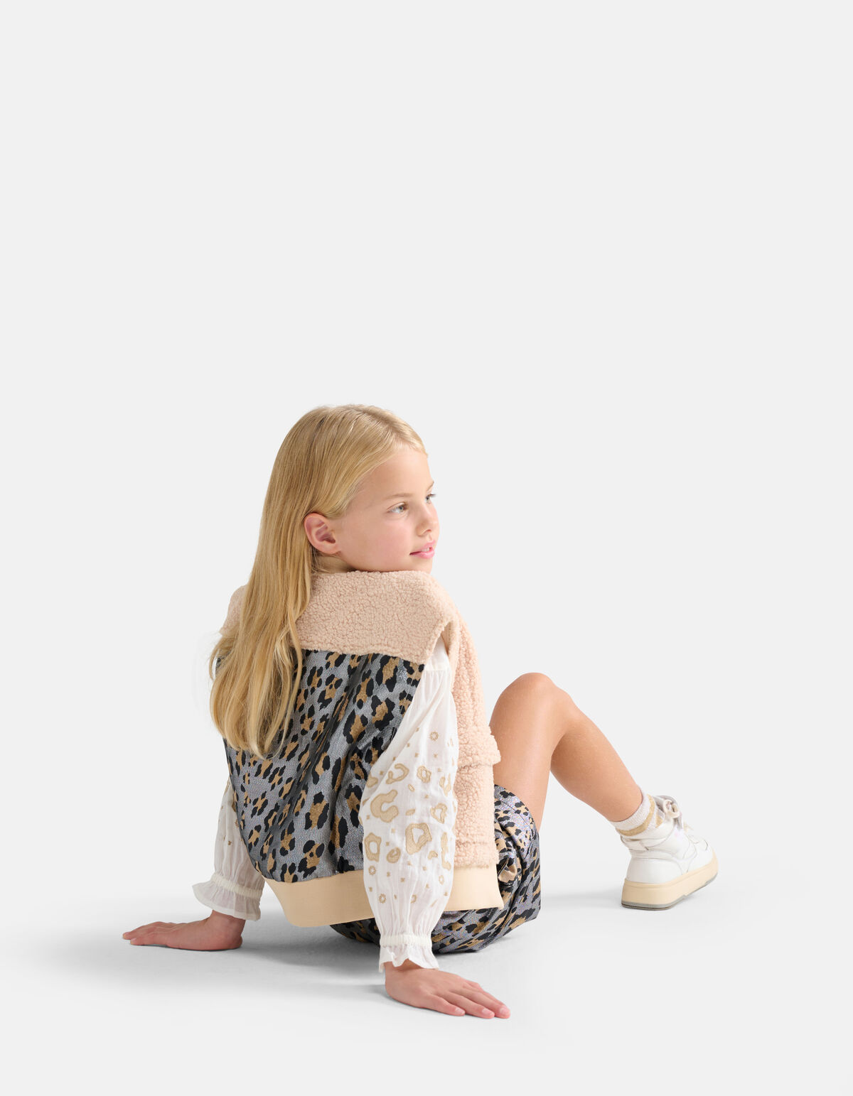 Leopard Teddy Gilet Gebroken Wit SHOEBY GIRLS