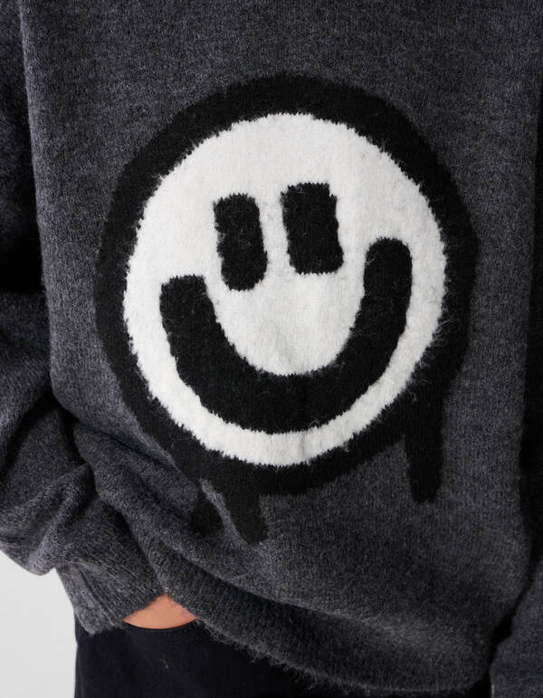 Smiley Gebreide Trui Donkergrijs SHOEBY BOYS