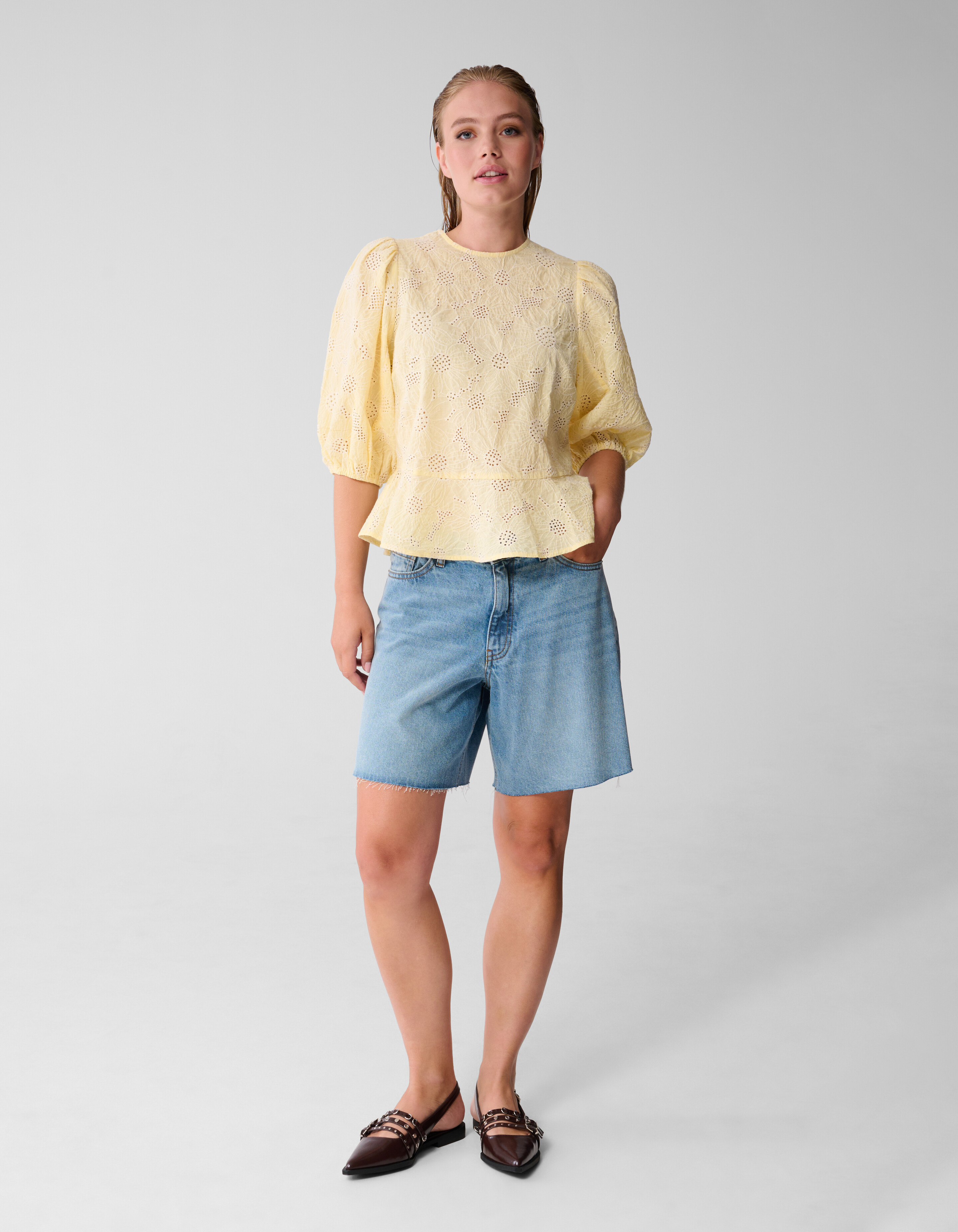 Flower Structuur Top Lichtgeel SHOEBY WOMEN