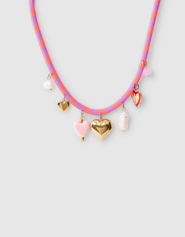Heart Bedel Ketting Roze SHOEBY ACCESSOIRES