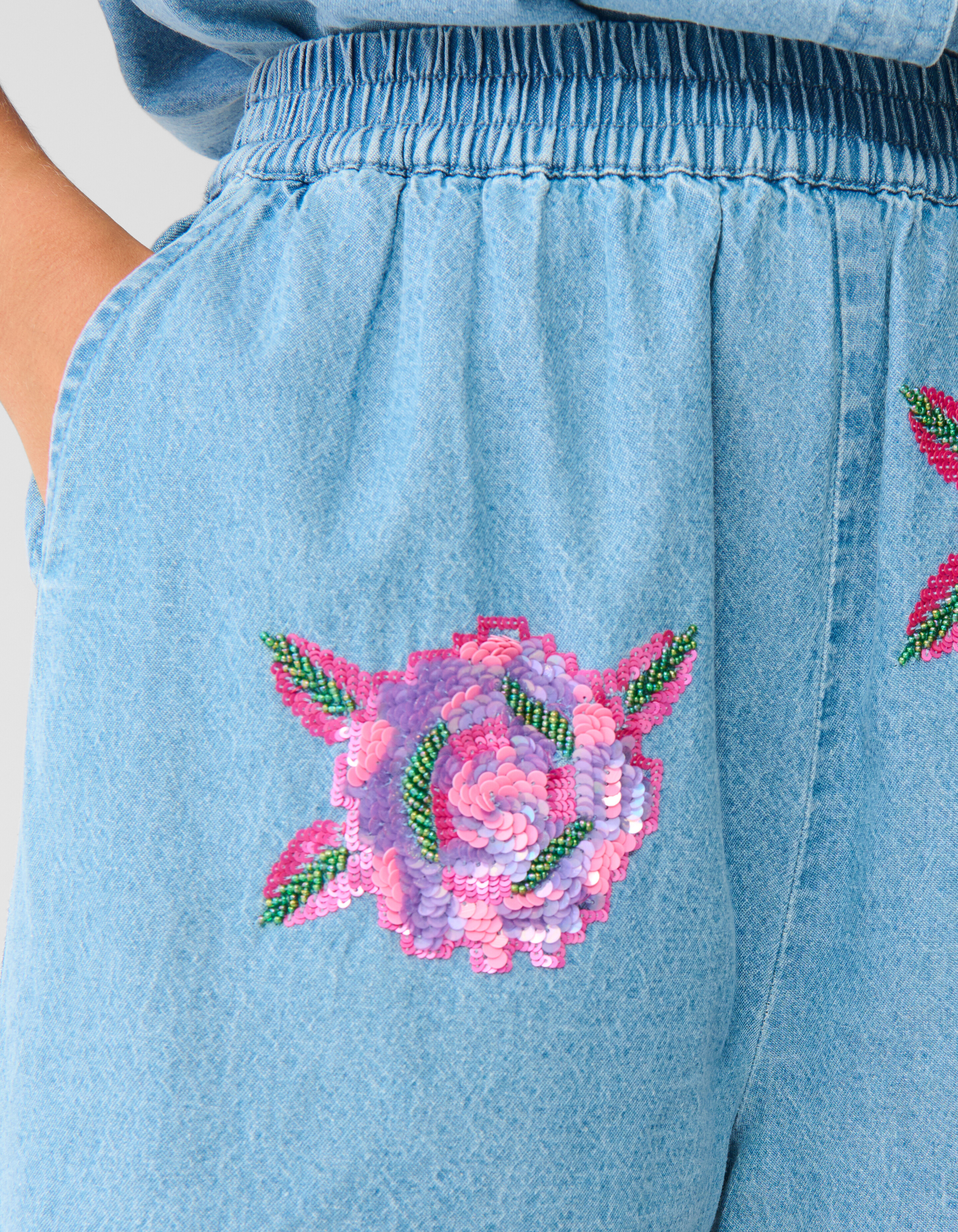 Sequin Denim Short Blauw SHOEBY WOMEN