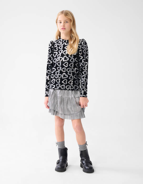 Sequin Heart Top Zilver SHOEBY GIRLS