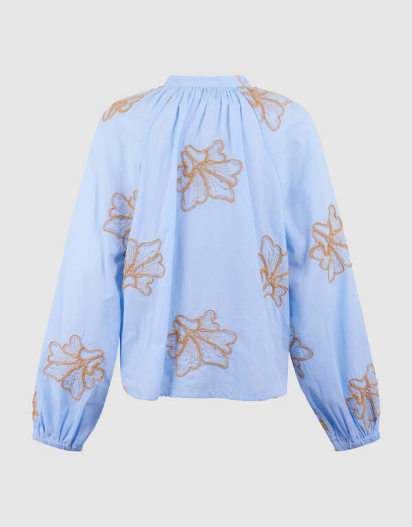 Bloem Koord Blouse Lichtblauw By Mieke SHOEBY WOMEN