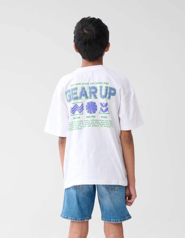 Gear Up Tekst T-shirt Wit SHOEBY BOYS