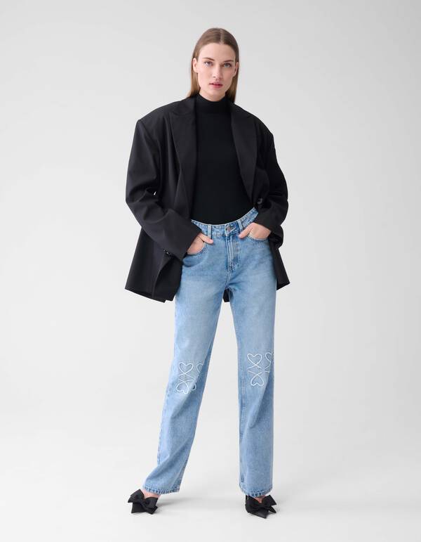 Heart Straight Fit Jeans Blauw SHOEBY WOMEN