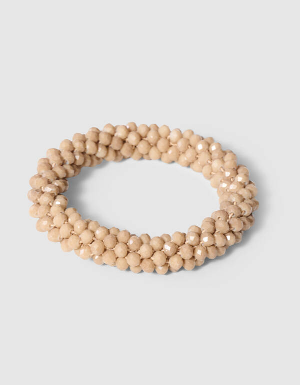 Beaded Haarelastiek Beige SHOEBY ACCESSOIRES