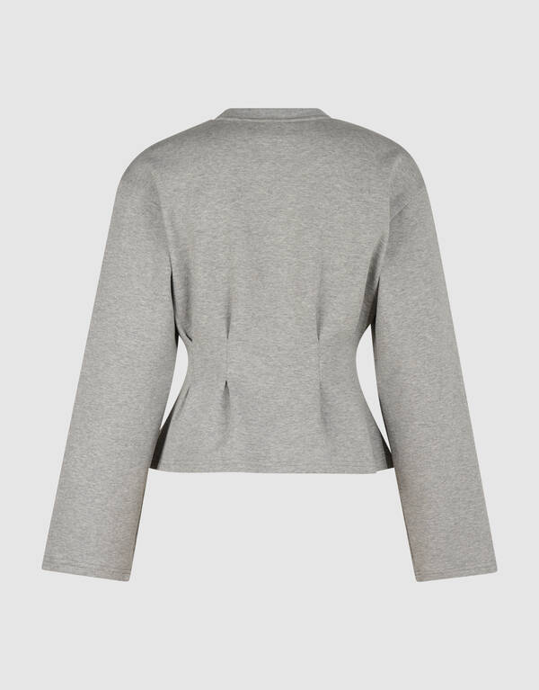 Peplum Scuba Longsleeve Top Lichtgrijs SHOEBY WOMEN