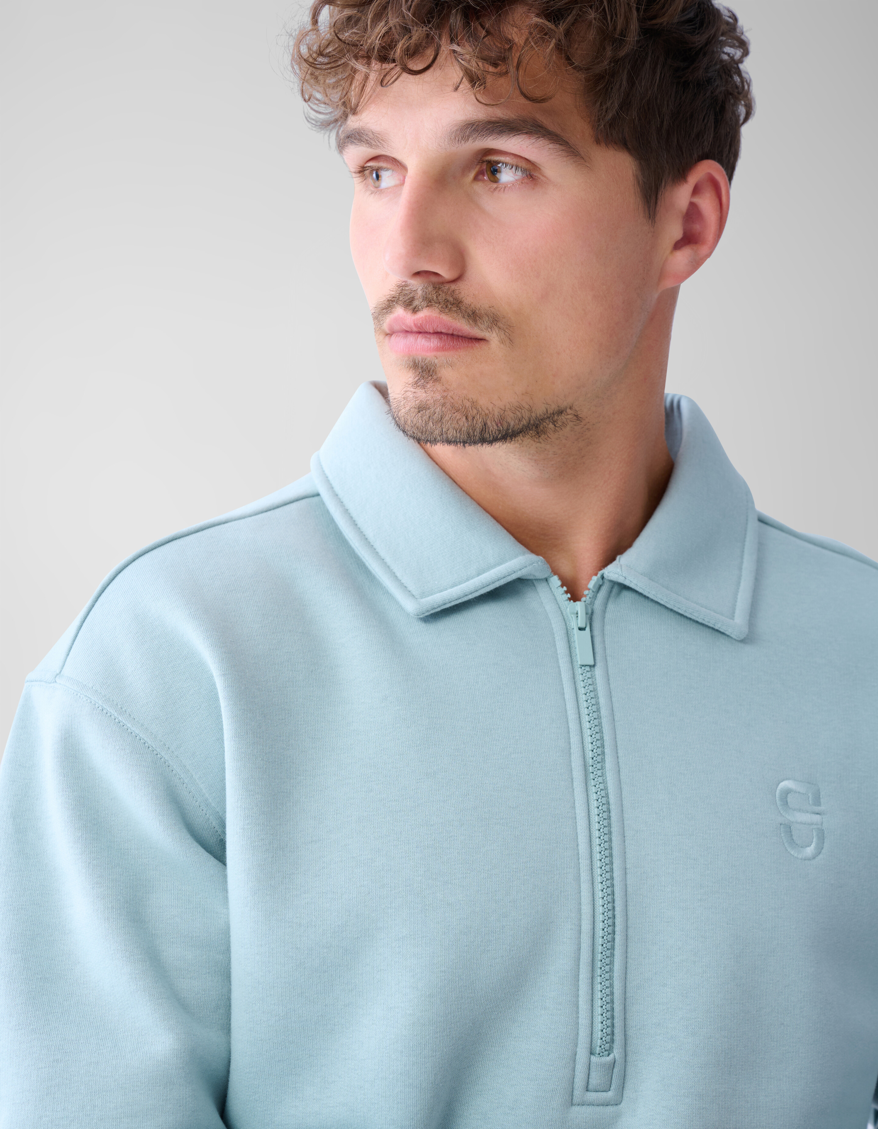 Zipper Badge Sweater Lichtgroen SHOEBY MEN