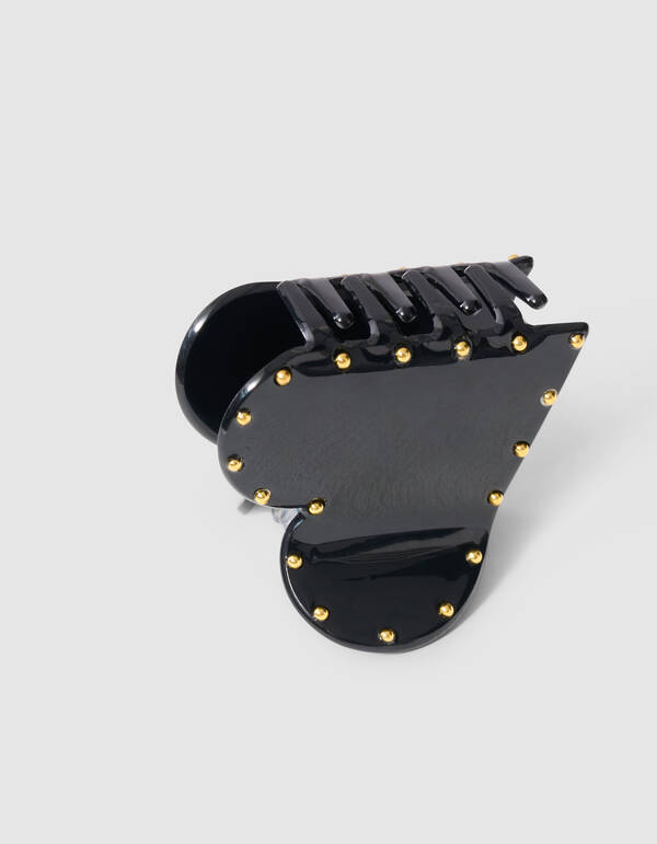 Studded Heart Haarclip Zwart SHOEBY ACCESSOIRES