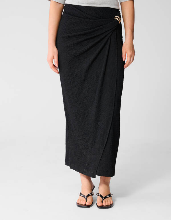 Crinkle Maxi Rok Zwart SHOEBY WOMEN