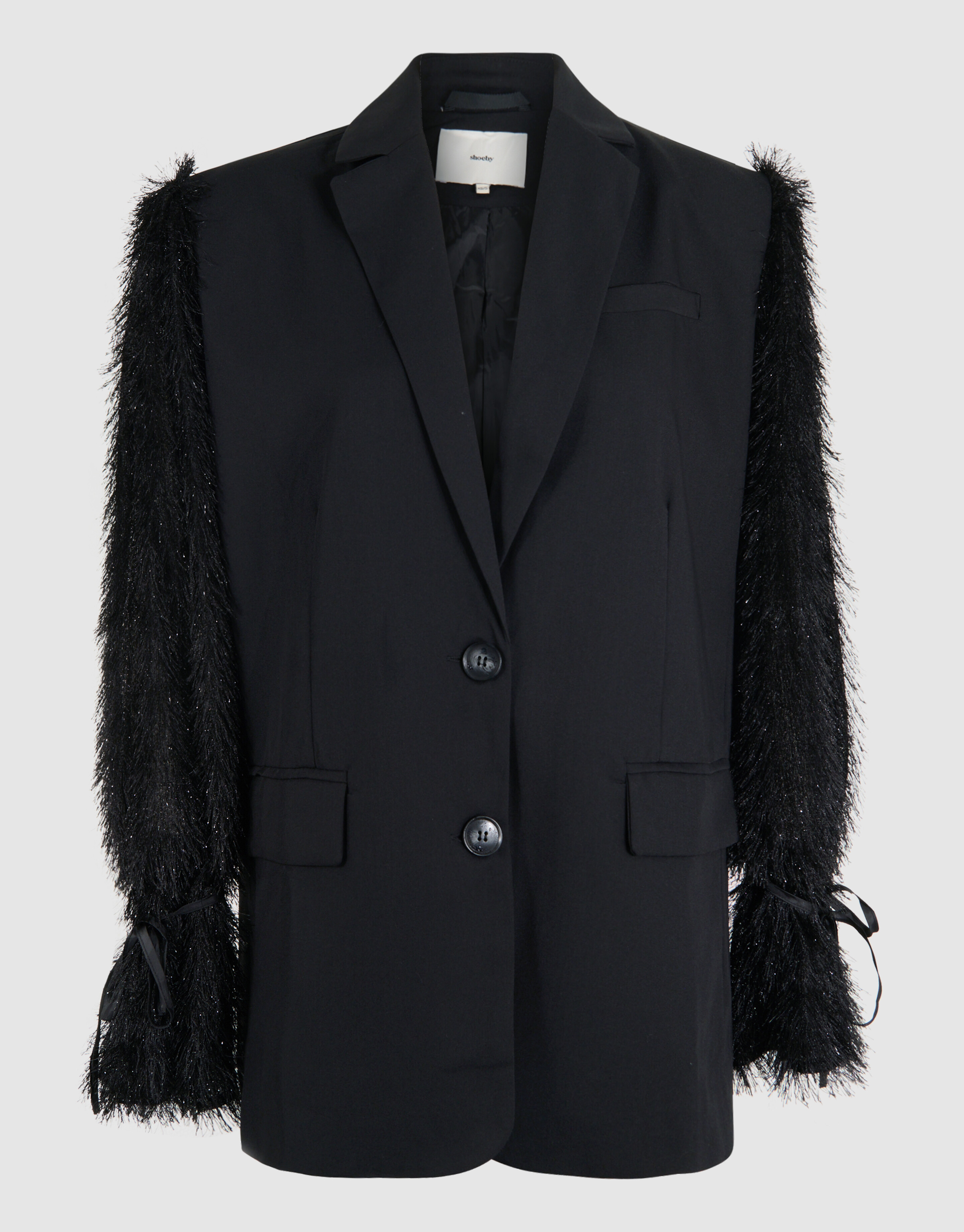 Oversized Hairy Sleeve Blazer Zwart SHOEBY WOMEN