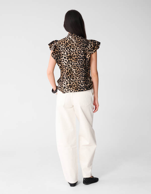 Leopard Ruffle Top Bruin SHOEBY WOMEN