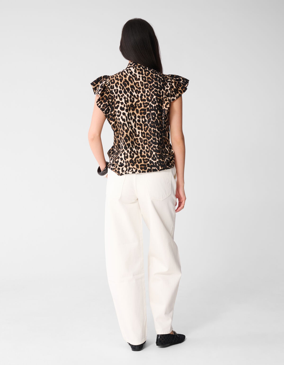 Leopard Ruffle Top Bruin SHOEBY WOMEN