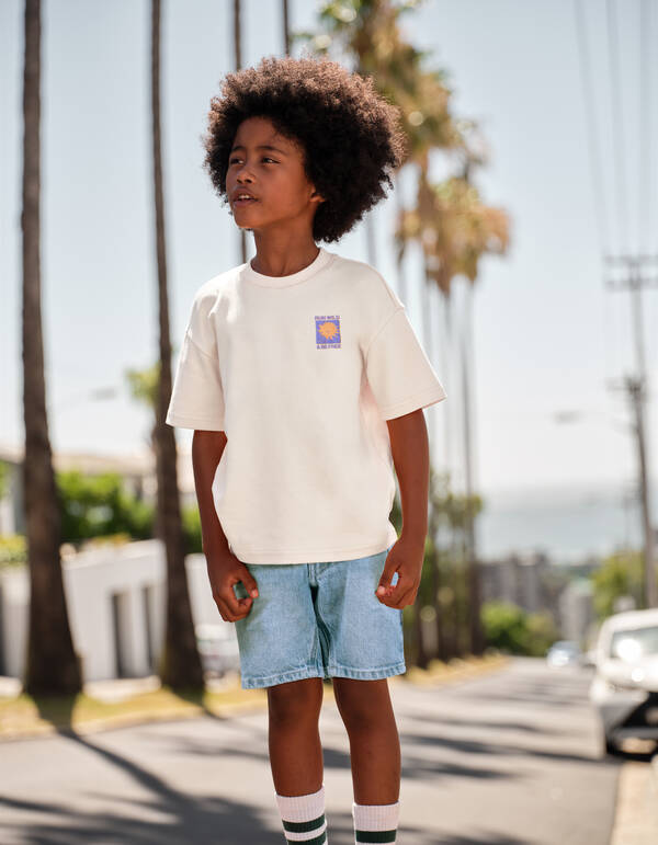 Run Wild Artwork T-shirt Gebroken Wit SHOEBY BOYS