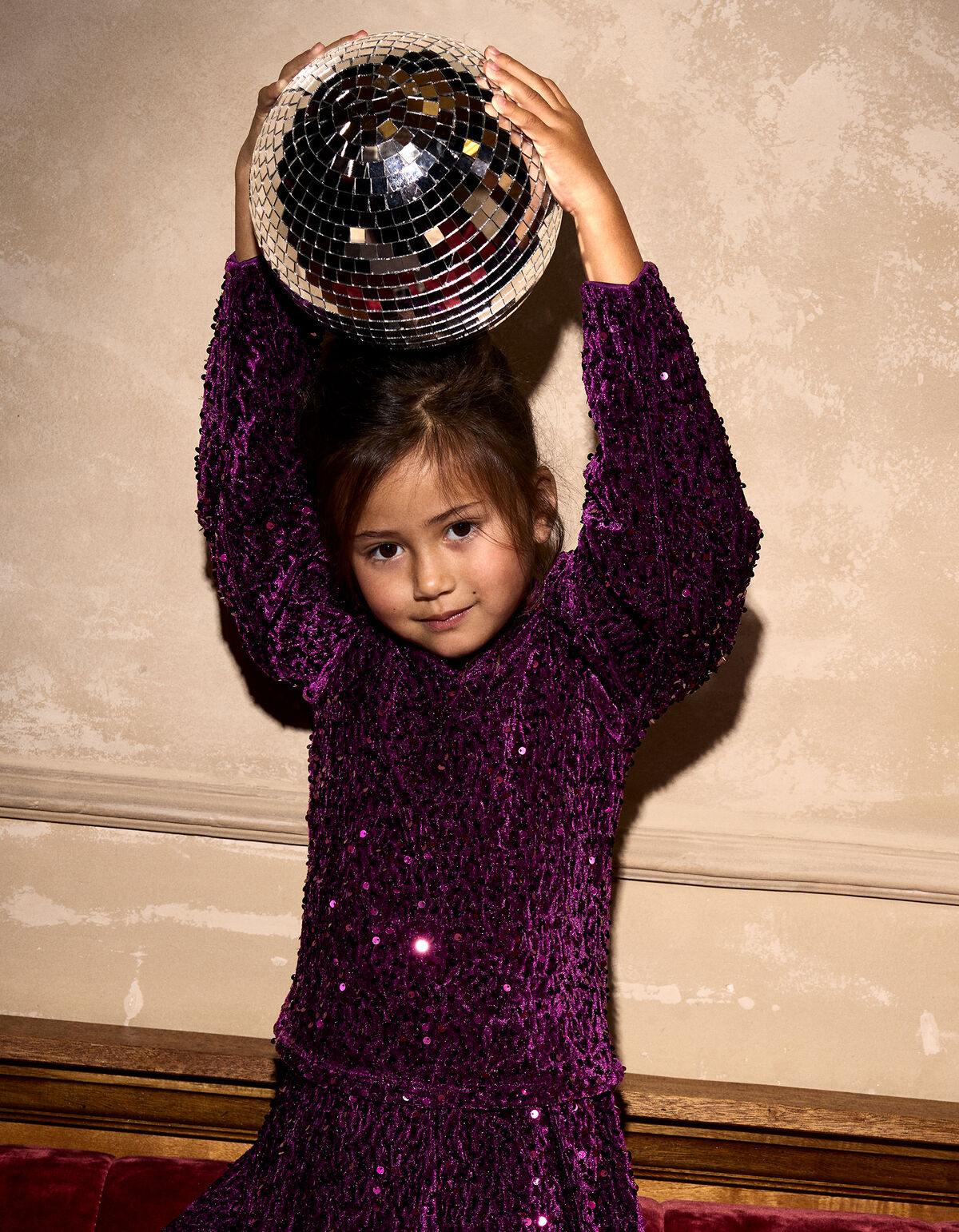 Sequin Longsleeve Top Donkerroze SHOEBY GIRLS
