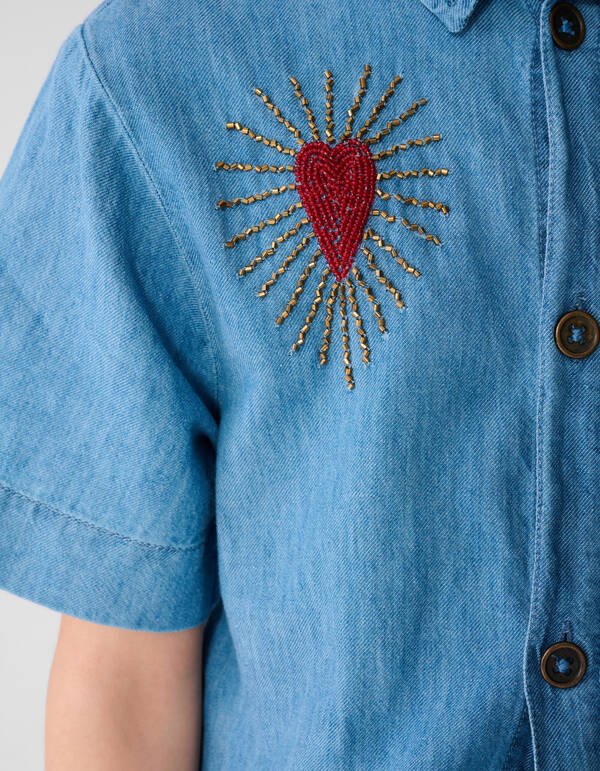 Heart Denim Jumpshort Lichtblauw SHOEBY GIRLS