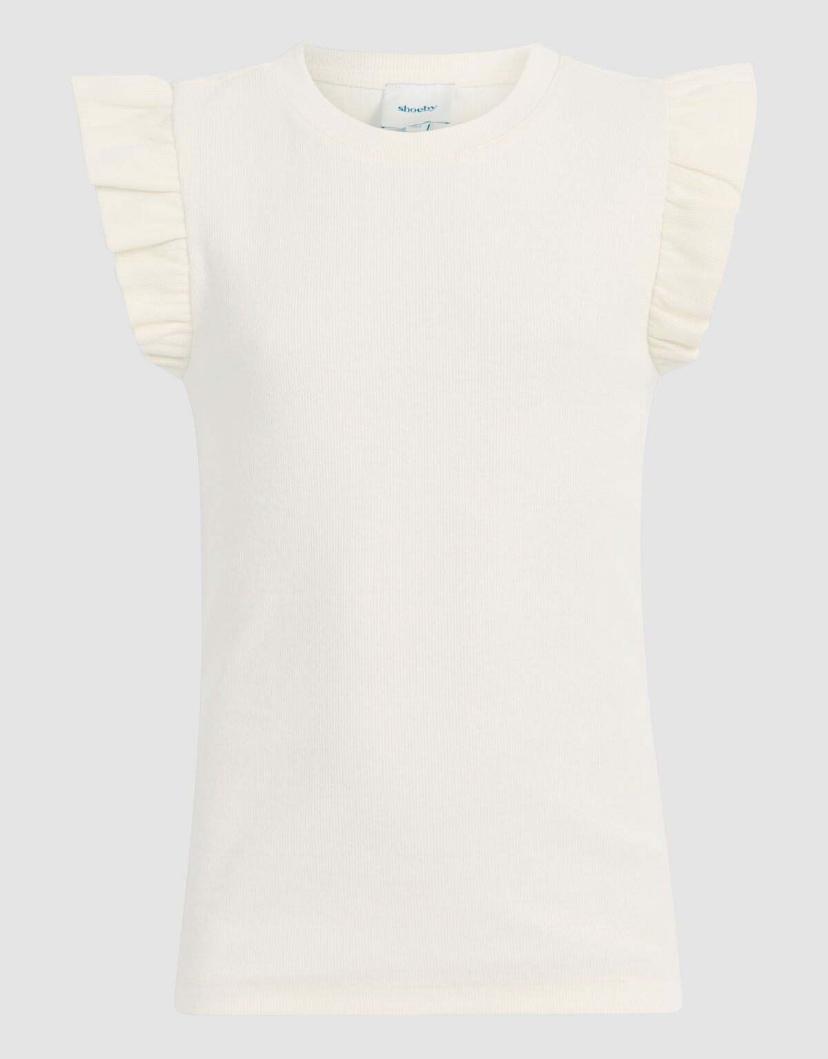 Ruffle Rib Top Gebroken Wit SHOEBY GIRLS