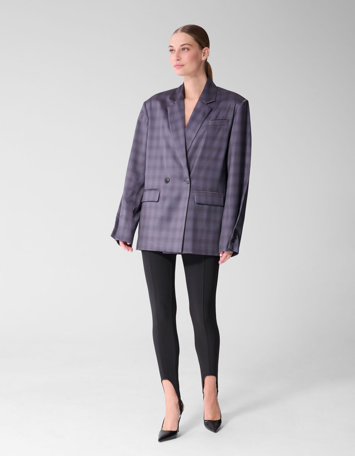 Satijnen Geruiten Blazer Grijs By Mieke SHOEBY WOMEN