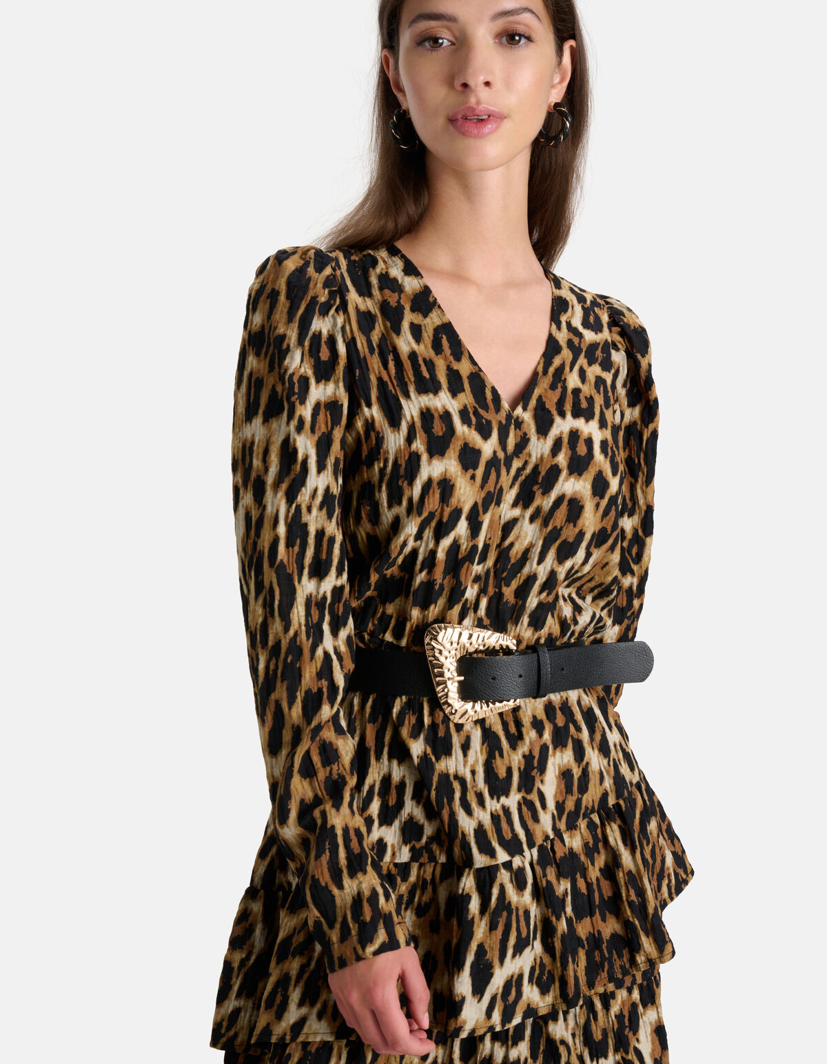 Leopard Print Jurk Bruin SHOEBY WOMEN
