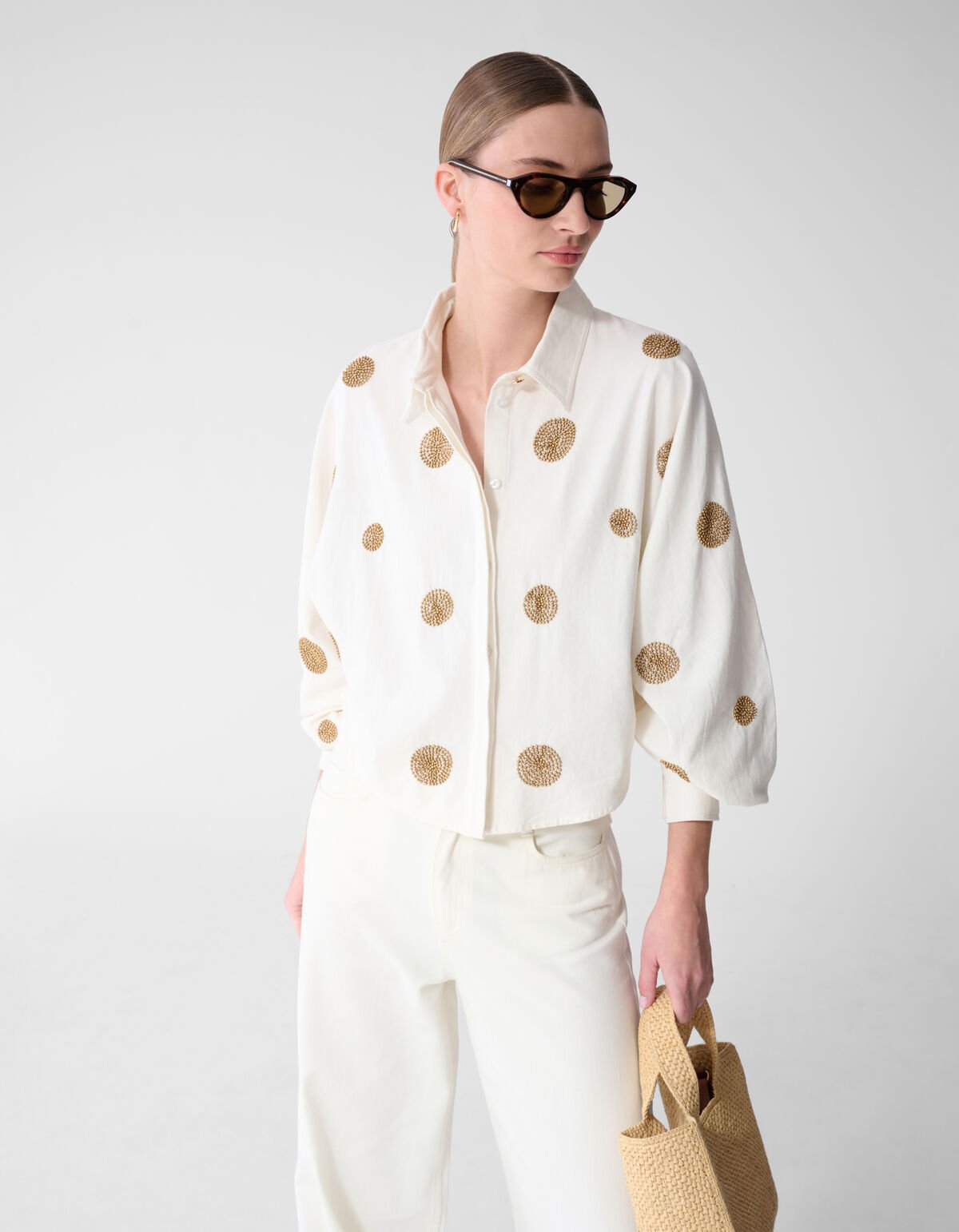 Beaded Stippen Blouse Wit By Mieke SHOEBY WOMEN