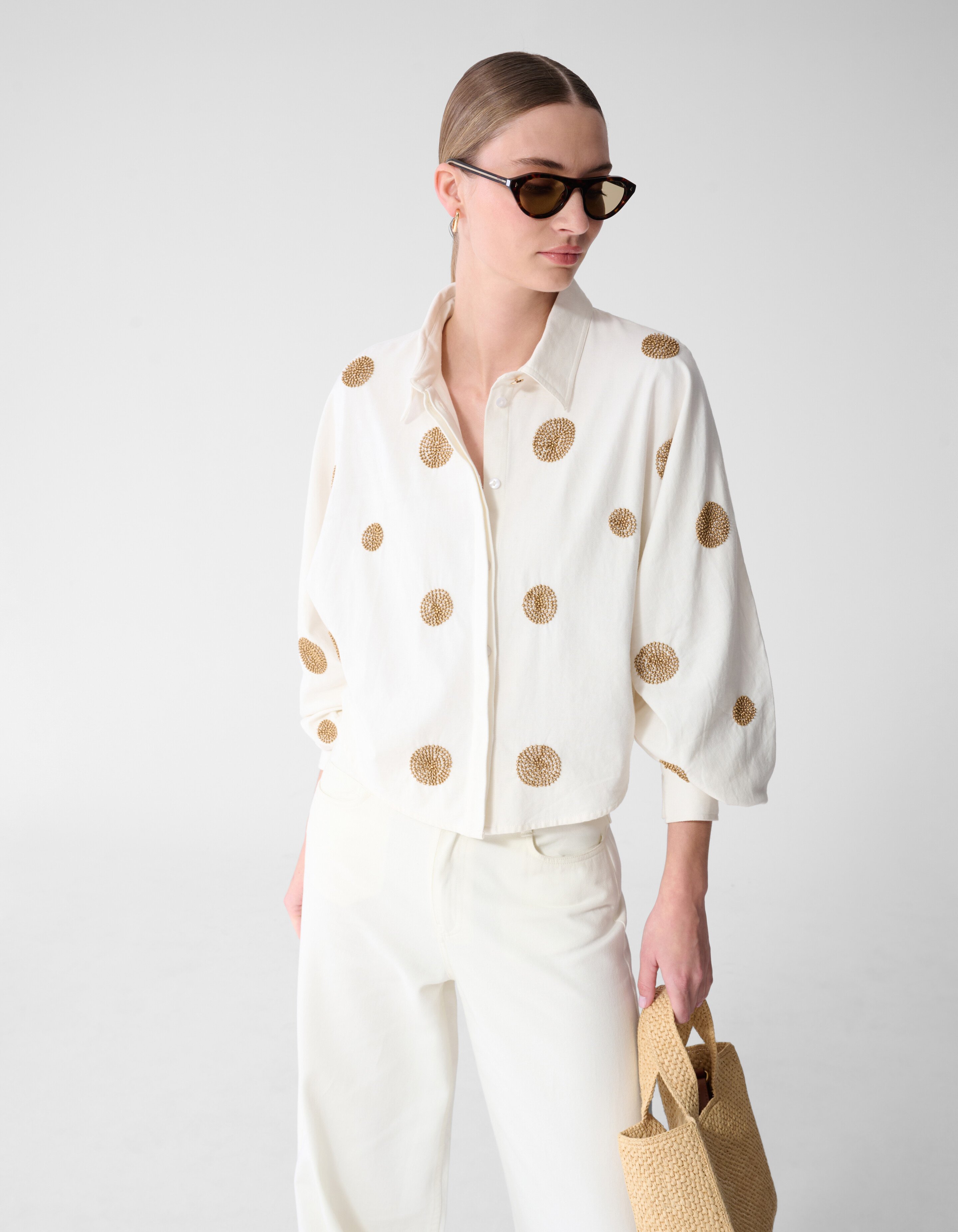 Beaded Stippen Blouse Wit By Mieke SHOEBY WOMEN