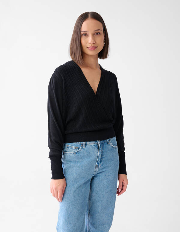 Glitter Overslag Trui Zwart SHOEBY WOMEN