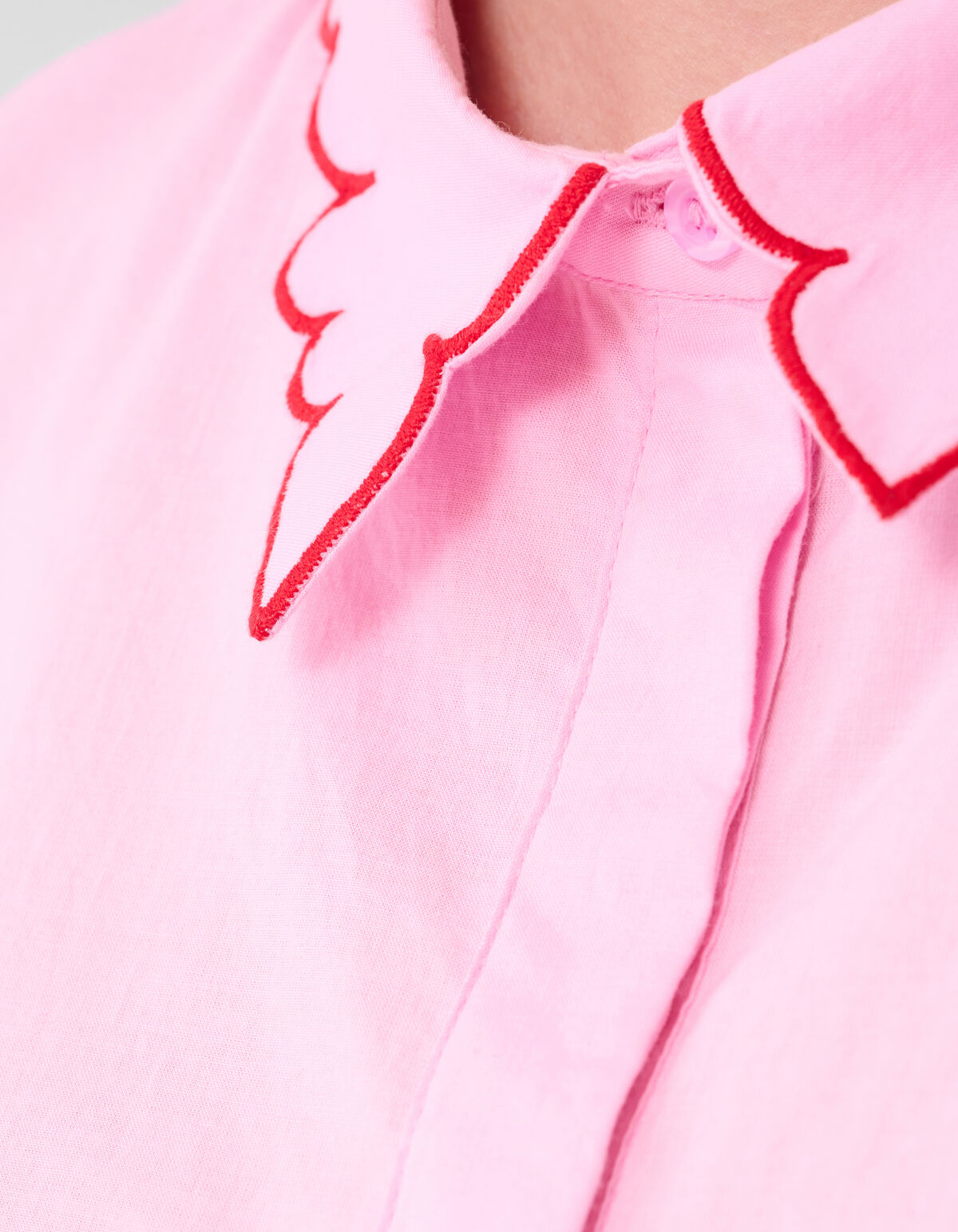 Embroidery Ruffle Top Roze SHOEBY WOMEN