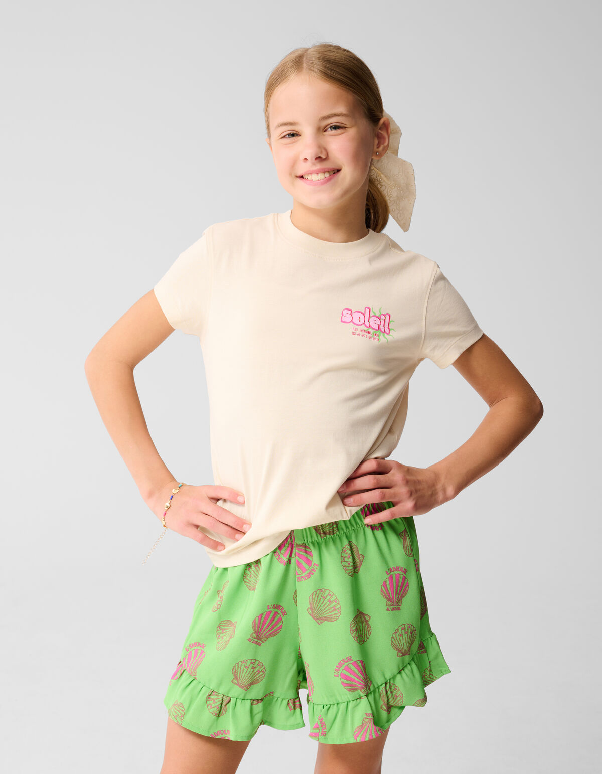 Soleil Artwork T-shirt Gebroken Wit SHOEBY GIRLS