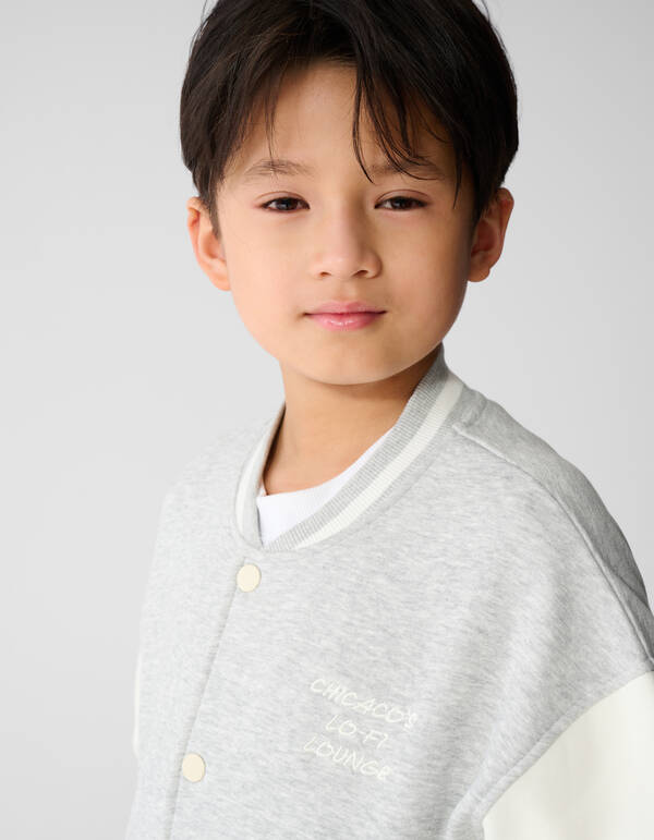 Varsity Bomber Sweat Jack Lichtgrijs SHOEBY BOYS