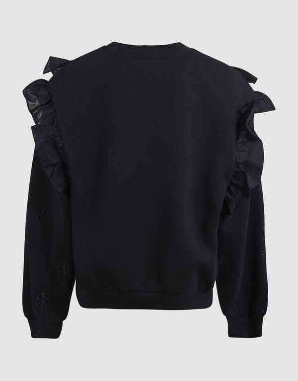 Ruffle Embroidery Sweater Zwart SHOEBY GIRLS