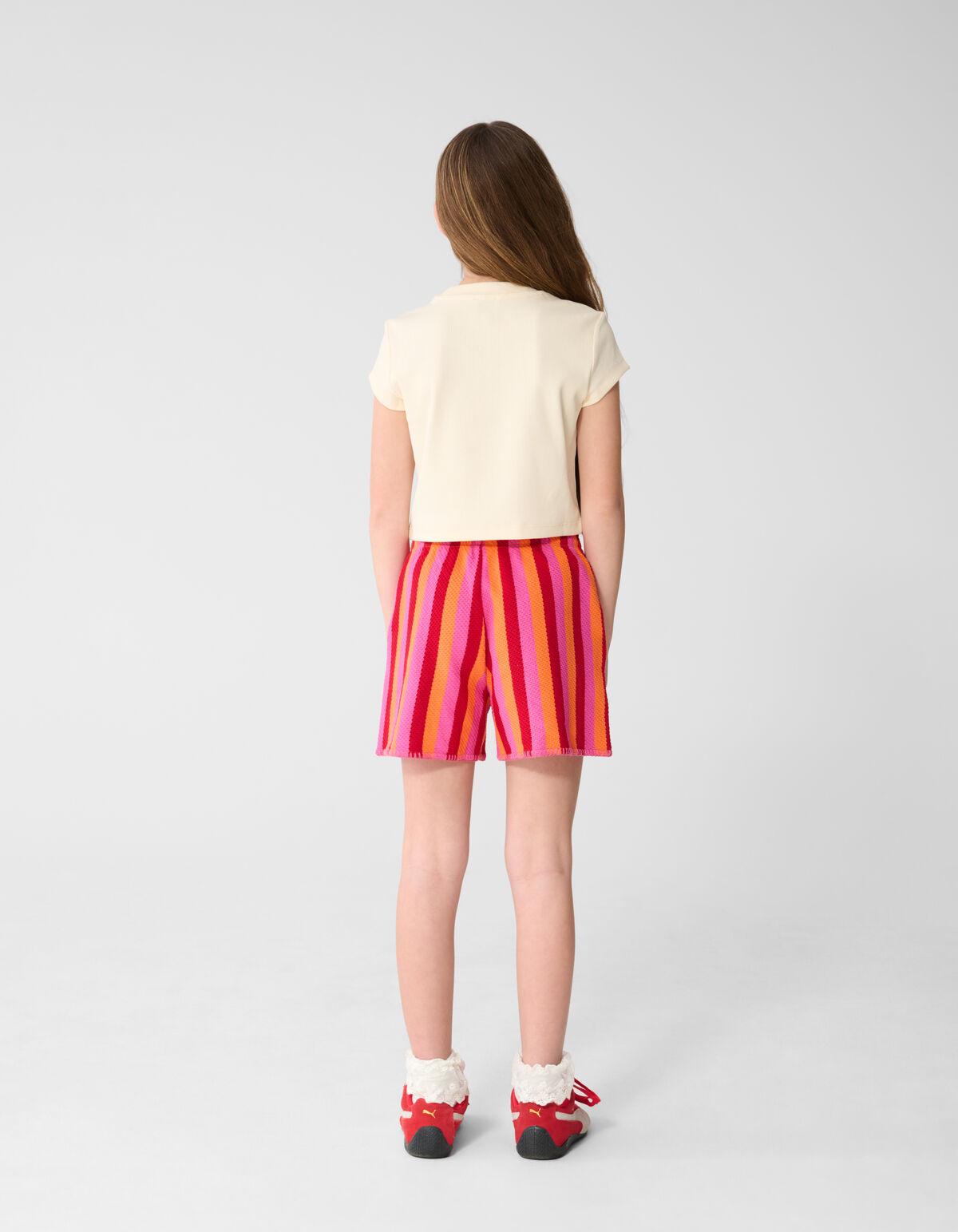 Rib Pepper Crop Top Gebroken Wit SHOEBY GIRLS