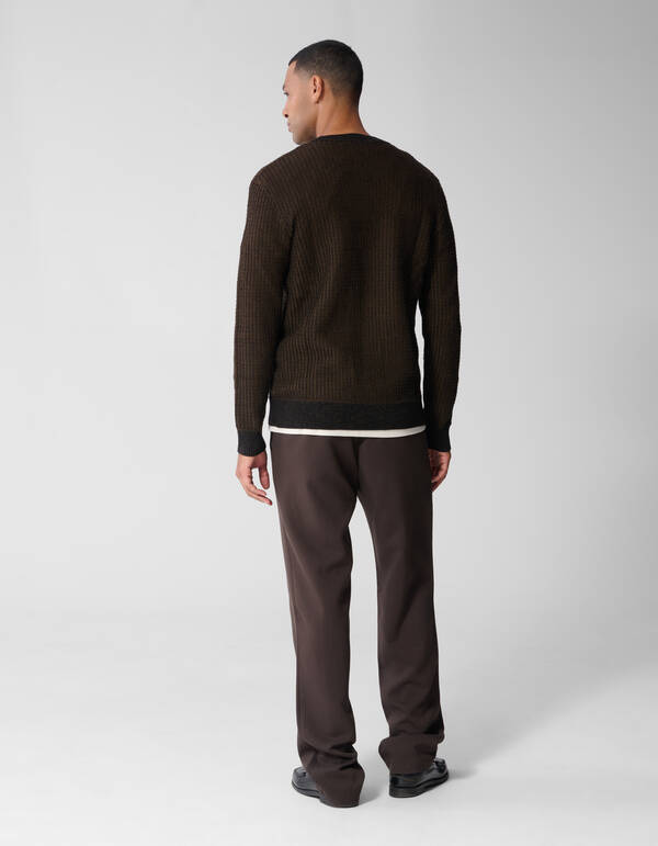 Straight Fit Pintuck Broek Donkerbruin SHOEBY MEN