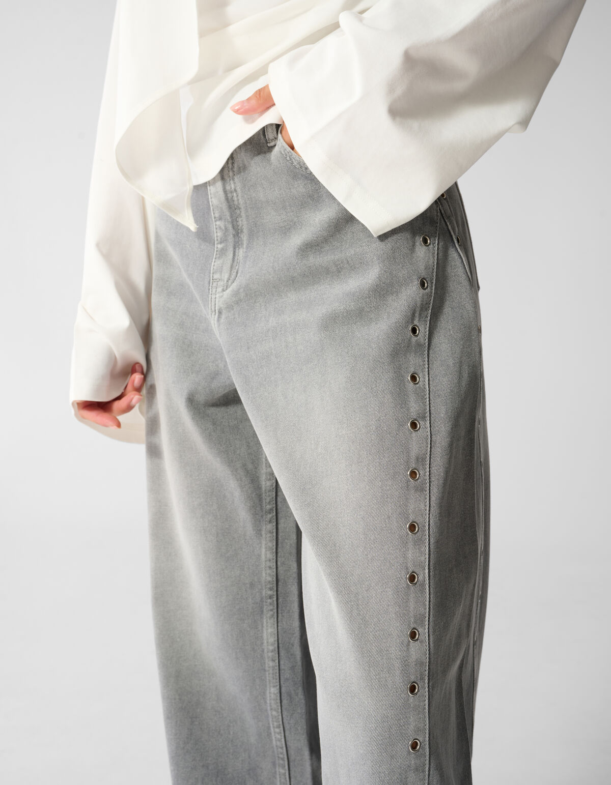 Eyelet Barrel Fit Jeans Grijs SHOEBY WOMEN