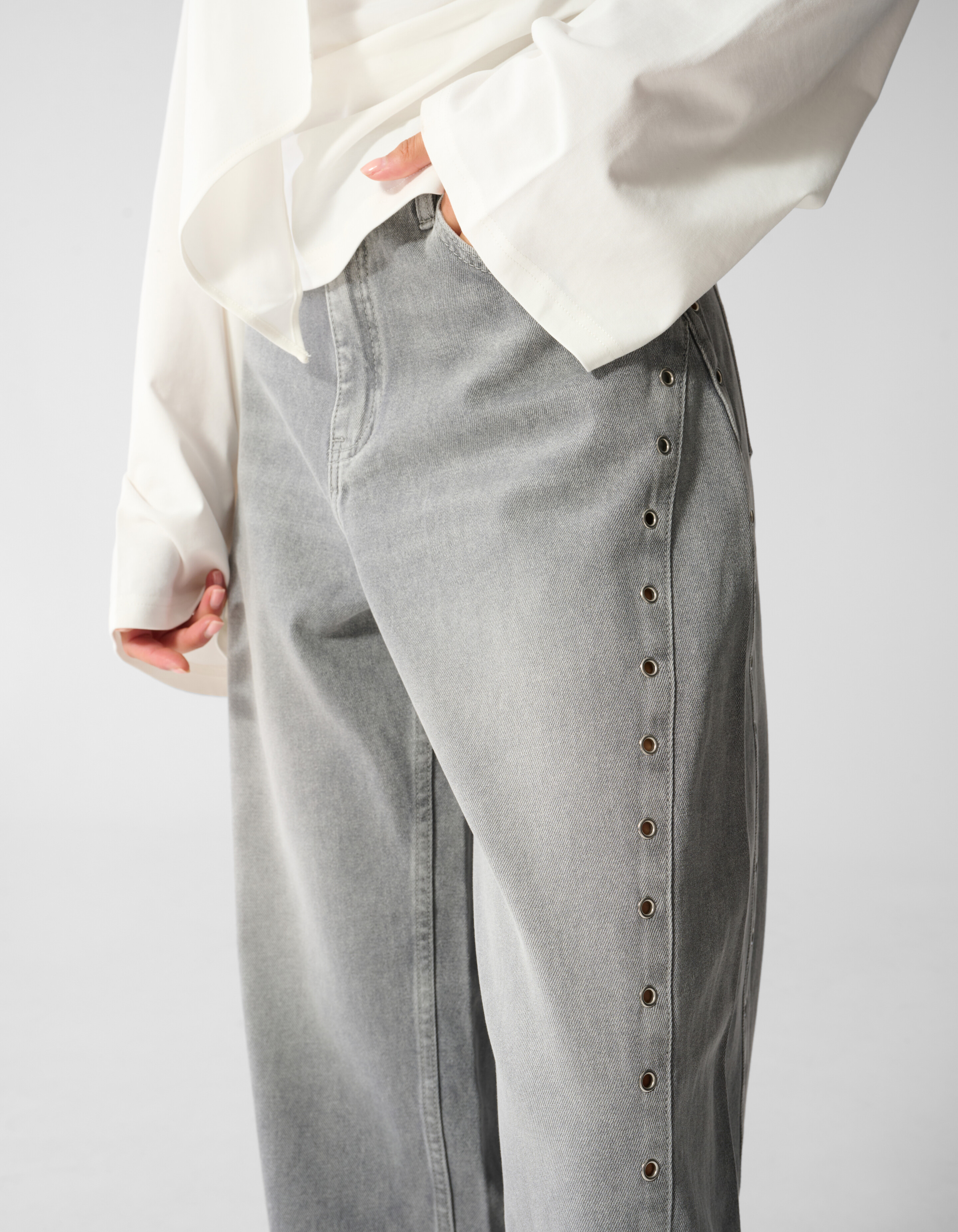 Eyelet Barrel Fit Jeans Grijs SHOEBY WOMEN